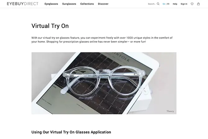 Виртуальный пример EyeBuyDirect
