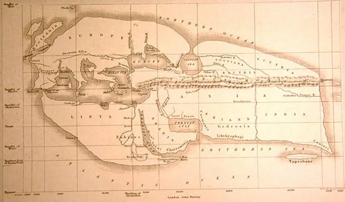 Древняя карта мира Эратосфена, около 194 года до н.э.