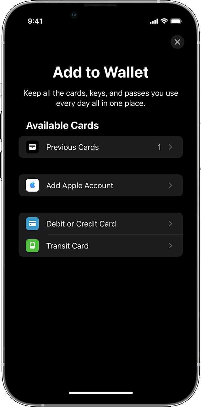 Добавление платежной карты в Wallet в приложении Apple Watch на iPhone