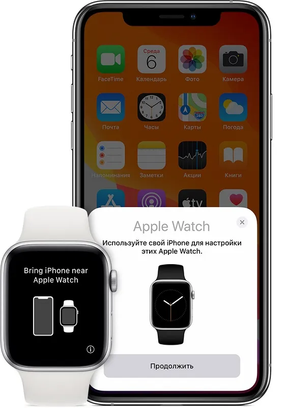 Поднесение Apple Watch к iPhone