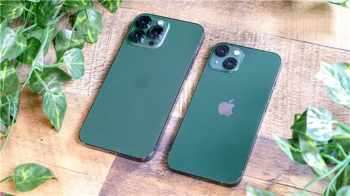 iPhone 13 и iPhone 13 Pro Max в зеленом цвете