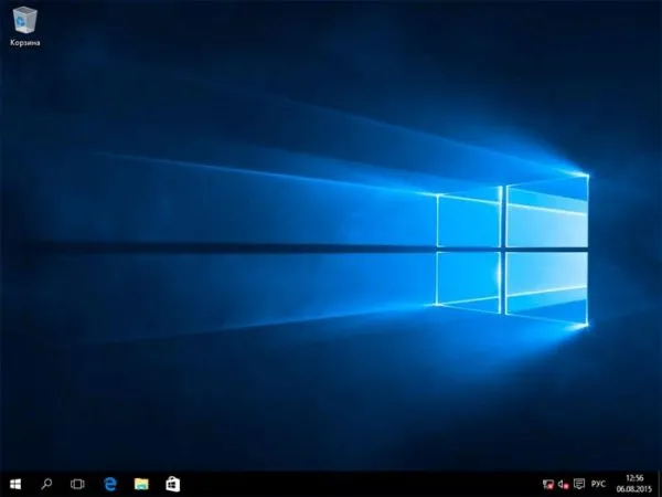 После установки открывается рабочий стол Windows 10