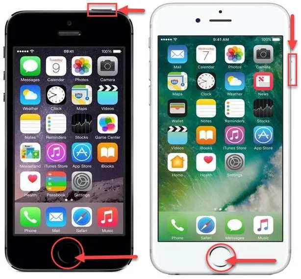 Создание скриншота экрана на моделях iPhone 5s b 6s с помощью функции Touch ID, боковой и верхней кнопки