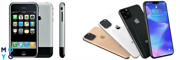  iPhone 2007 и 2019 года