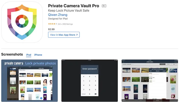 Приложение Private Camera на iPhone