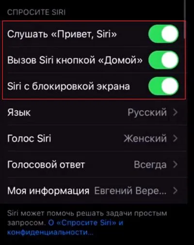 Включение Siri на Айфоне