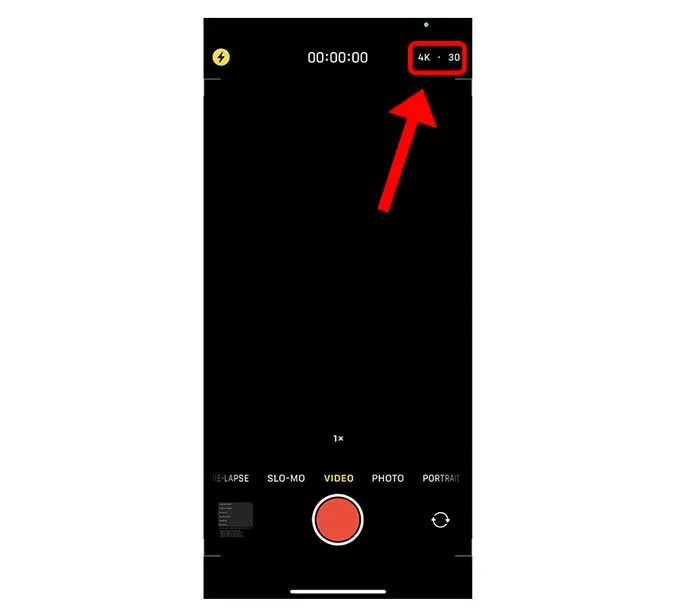 кнопка разрешения видео и частоты кадров в приложении камеры