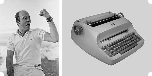 Справа: Печатная машинка IBM Selectric. Такой Томпсон пользовался почти всю жизнь, на такой же было напечатано и его «последнее слово». Изображение № 27.