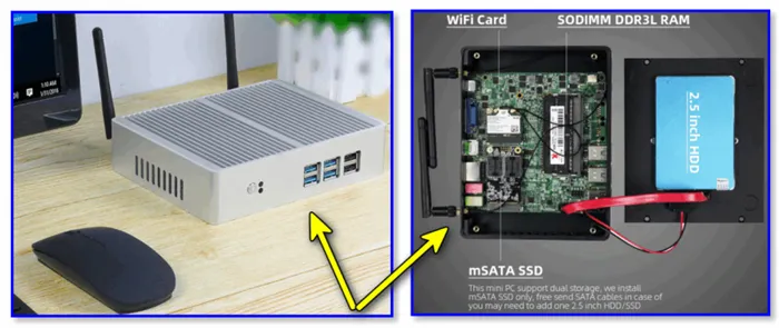 Мини-ПК XCY, Intel Core i7 4500U/i5 7200U/i3 7100U, без кулера, поддержка Windows/Linux, Wi-Fi 300 м, Gigabit Ethernet, VGA, HDMI-совместимый (пример с AliExpress)