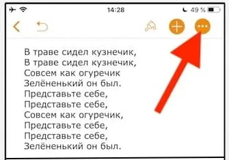 Кнопка с тремя точками в Pages на iOS