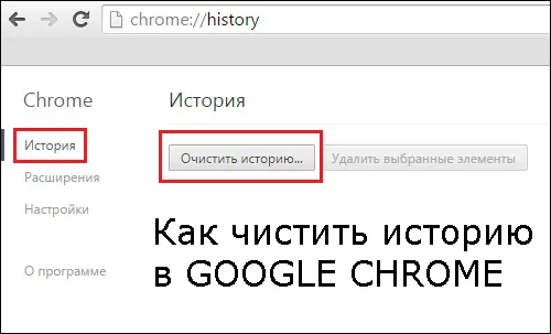 Как удалить историю в Chrome