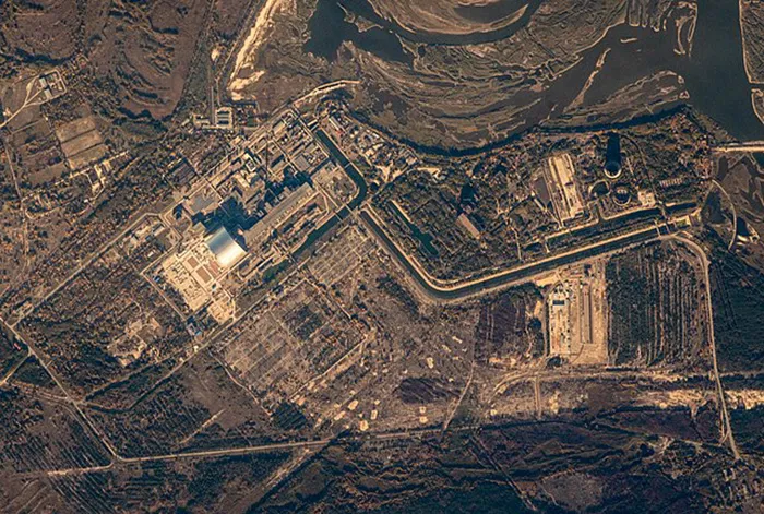 Чернобыльская АЭС, вид из космоса.