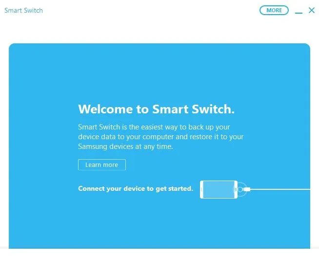 Запустите Samsung Smart Switch на своем компьютере и подключите смартфон или планшет к USB-порту.
