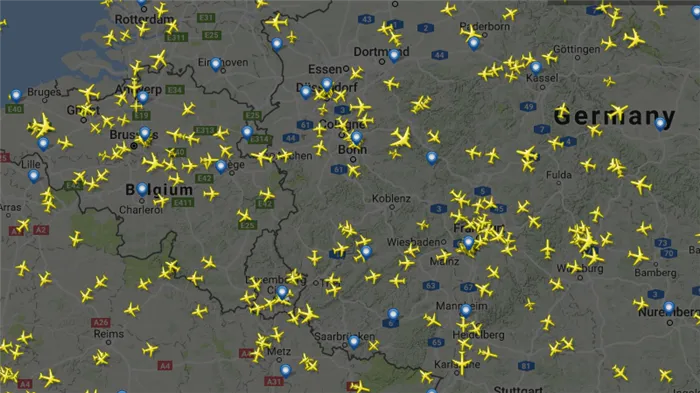 Карта движения самолетов